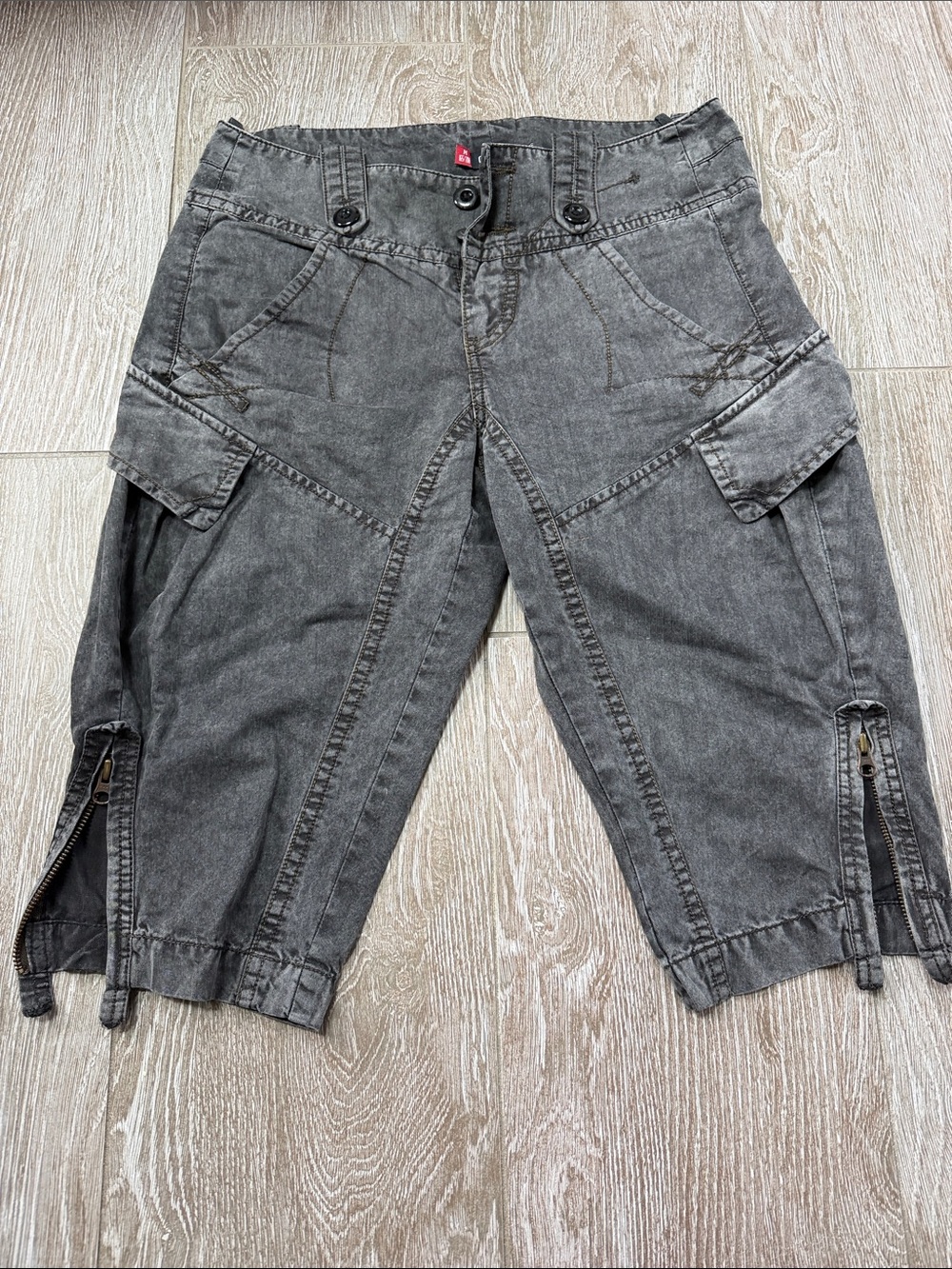 Gray Women's Cargo Shorts with Utility Pockets